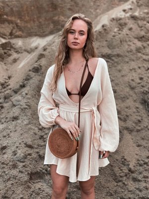Martichelli Пляжный комбинезон из хлопка кремовый