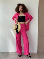 Костюм в пижамном стиле ярко-розовый