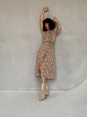 Платьекак из к/ф "Красотка"кофейное в белый цветок