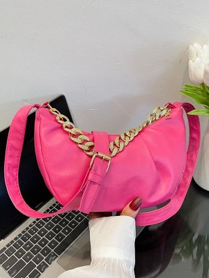Минималистичная сумка со сборками неоновый розовый