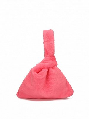 Сумка-сэтчел минималистичный неоновый розовый из плюша