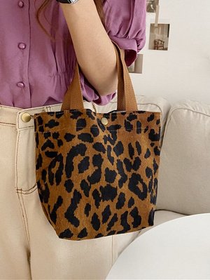 Квадратная сумка с леопардовым принтом холщовый