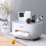 Органайзер для салфеток, с отсеками для мелочей, цвет серый