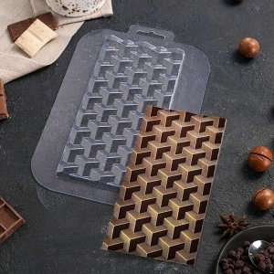 СИМА-ЛЕНД Форма для шоколада и конфет «Плитка Кубики Экстра», цвет прозрачный