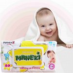 МАNEKI Салфетки влажные детские с экстрактом ромашки и алоэ вера 80шт.