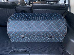Органайзер Большой Эко Кожа в багажник авто Черный с синей строчкой Akuma LUX