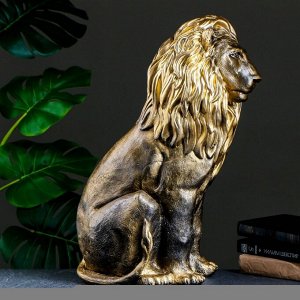 Фигура гипс «Лев сидящий», чёрное золото, 40x25x55 см