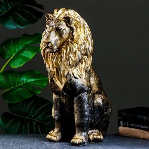 Фигура гипс «Лев сидящий», чёрное золото, 40x25x55 см