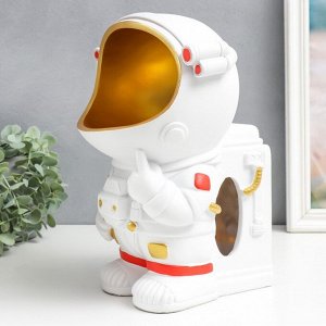 Сувенир полистоун салфетница+подставка "Космонавт" белый 29х19х19 см