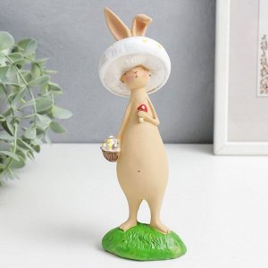 Сувенир полистоун "Кролик - грибочек с корзинкой" МИКС 8х5х20 см