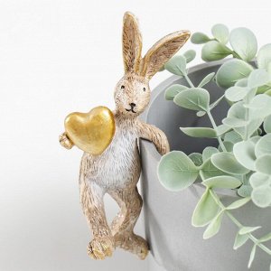 Сувенир полистоун подвес на кашпо "Кролик с сердцем" 5,4х6,2х13,8 см