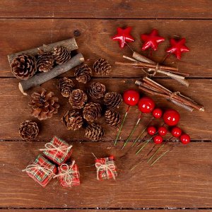 Набор новогоднего декора «Шишки и подарочки»