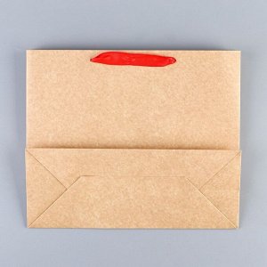 Пакет подарочный новогодний крафтовый с пластиковым окном «Подарок от Деда Мороза», 31 х 26 х 11 см