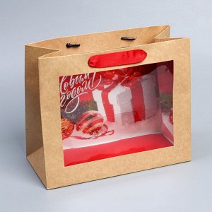 Пакет крафтовый с пластиковым окном For You, 24 х 20 х 11см