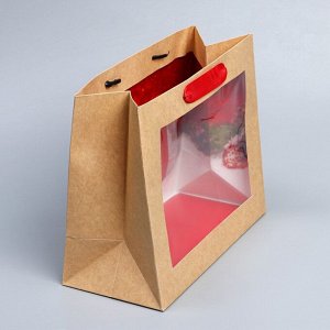 Пакет крафтовый с пластиковым окном For You, 24 х 20 х 11см
