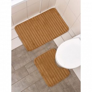 Набор ковриков для ванной и туалета Доляна «Оливия», 2 шт: 40x50 см, 50x80 см, цвет бежевый