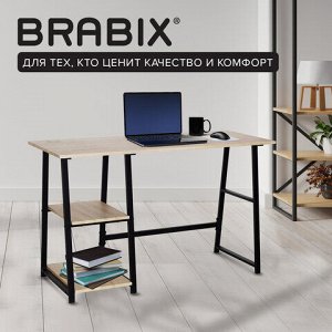 Стол на металлокаркасе BRABIX "LOFT CD-006",1200х500х730 мм,, 2 полки, цвет дуб натуральный, 641226