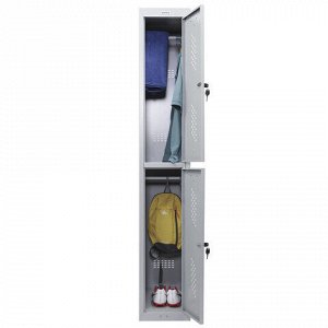 Шкаф металлический для одежды BRABIX "LK 12-30", УСИЛЕННЫЙ, 2 секции, 1830х300х500 мм, 18 кг, 291133, S230BR421102