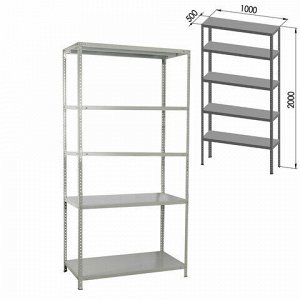 Стеллаж металлический BRABIX "MS Plus-200/50-5", 2000х1000х500 мм, 5 полок, регулируемые опоры, 291110, S241BR165502