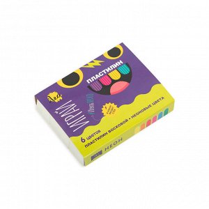 Лео "Играй" Пластилин восковой LPMCF-0106 6 цв. 72 г. неоновые цвета
