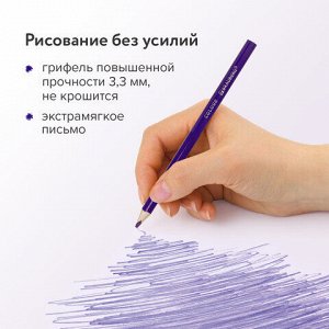 Карандаши цветные BRAUBERG PREMIUM, 12 цветов, трехгранные, грифель мягкий 3,3 мм, 181651