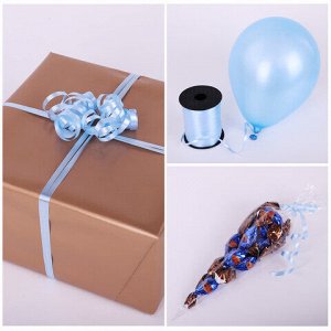 Лента упаковочная декоративная для шаров и подарков, 5 мм х 500 м, голубая, ЗОЛОТАЯ СКАЗКА, 591813