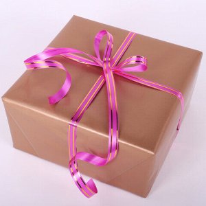 Лента упаковочная декоративная для подарков, золотые полосы, 12 мм х 45 м, розовая, ЗОЛОТАЯ СКАЗКА, 591825