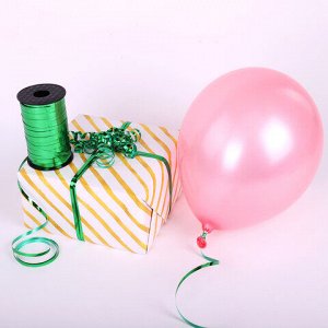 Лента упаковочная декоративная для шаров и подарков, металлик, 5 мм х 250 м, зеленая, ЗОЛОТАЯ СКАЗКА, 591819