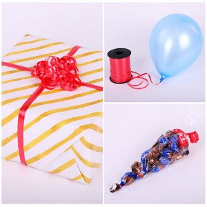 Лента упаковочная декоративная для шаров и подарков, 5 мм х 500 м, красная, ЗОЛОТАЯ СКАЗКА, 591811