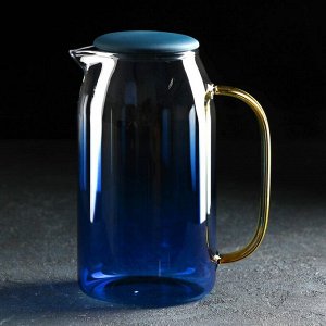 СИМА-ЛЕНД Набор для напитков из стекла «Модерн», 3 предмета: кувшин 1,5 л, 2 кружки 300 мл, цвет синий