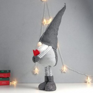 Кукла интерьерная "Дед Мороз в полосатом, с сердечком" раздвижной 90х20х17 см