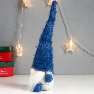 Кукла интерьерная "Дед Мороз в синем колпаке-травке" 28х9х7 см