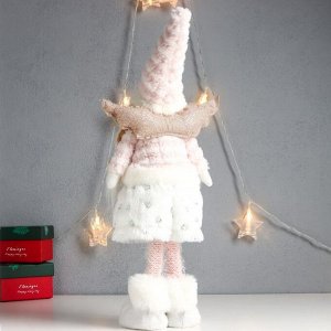 Кукла интерьерная "Ангелочек с косичками, в белом наряде с сердечками" 45х20х10 см