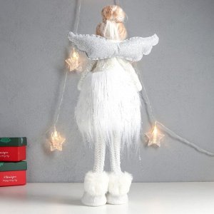 Кукла интерьерная "Ангелочек-принцесса, в белой меховой юбке" 41х20х12 см