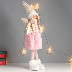 Кукла интерьерная "Ангелочек с косичками, в розовой юбочке" 63х24х12 см