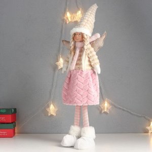 Кукла интерьерная &quot;Ангелочек с косичками, в розовой юбочке&quot; 63х24х12 см