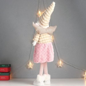 Кукла интерьерная &quot;Ангелочек с косичками, в розовой юбочке&quot; 63х24х12 см