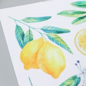 Наклейка пластик интерьерная цветная "Лимоны" набор 2 листа 25х35 см