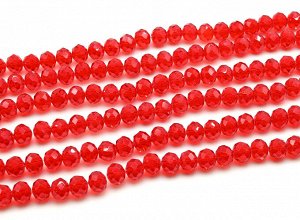 Бусины из циркона рондель гр.10мм цв.красный, 55см, 67 бусин