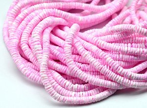 Бусины из ракушки диски 5-5,5мм цв.розовый, 60см, 344 бусин