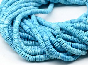 Бусины из ракушки диски 6-6,5мм цв.голубой, 58см, 298 бусин