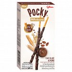 Pocky Бисквитные палочки с шоколадной глазурью и миндалем,36гр