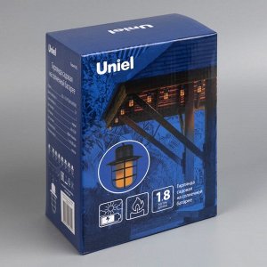 Гирлянда Uniel «Нить» 1.8 м с насадками «Фонарики», IP44, тёмная нить, 72 LED, эффект пламени , 1 режим, солнечная батарея