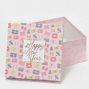 Набор новогодних подарочных коробок 10 в 1 Happy New year, 10 х 10 х 6 ‒ 28 х 28 х 15 см, Новый год