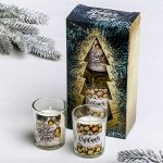 Новогодние свечи в стакане (набор 2 шт.) «Счастья», аромат ваниль