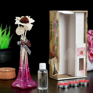 Набор подарочный "Эйфелева башня"(ваза,палочки с декором,свечи,аромамасло)клубника,Новый год