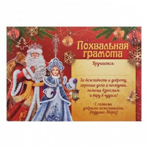 Похвальная грамота «От Деда Мороза», А4., 157 гр/кв.м