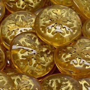 Кабошоны круглые со снежинкой, 21 мм, 1 шт.