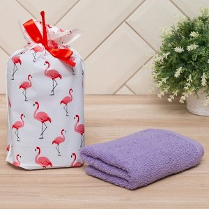 Полотенце в мешочке Экономь и Я "Фламинго" 30*60 см, 100% хлопок, 320 гр/м2