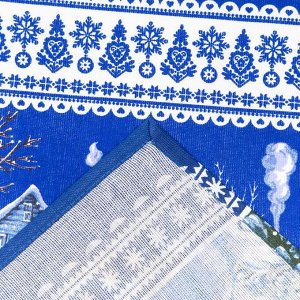Полотенце DomoVita «Зимний вечер» цвет синий, размер 50х70 см, 100% хлопок, рогожка 170 г/м²